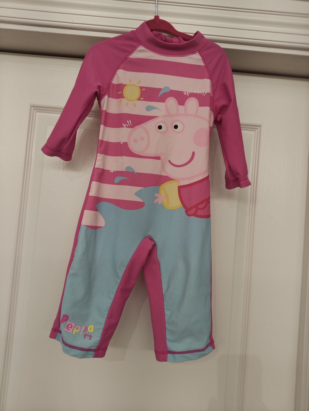 Peppa Pig Pink & Light Blue Girls' One-Piece Rashguard Swimsuit